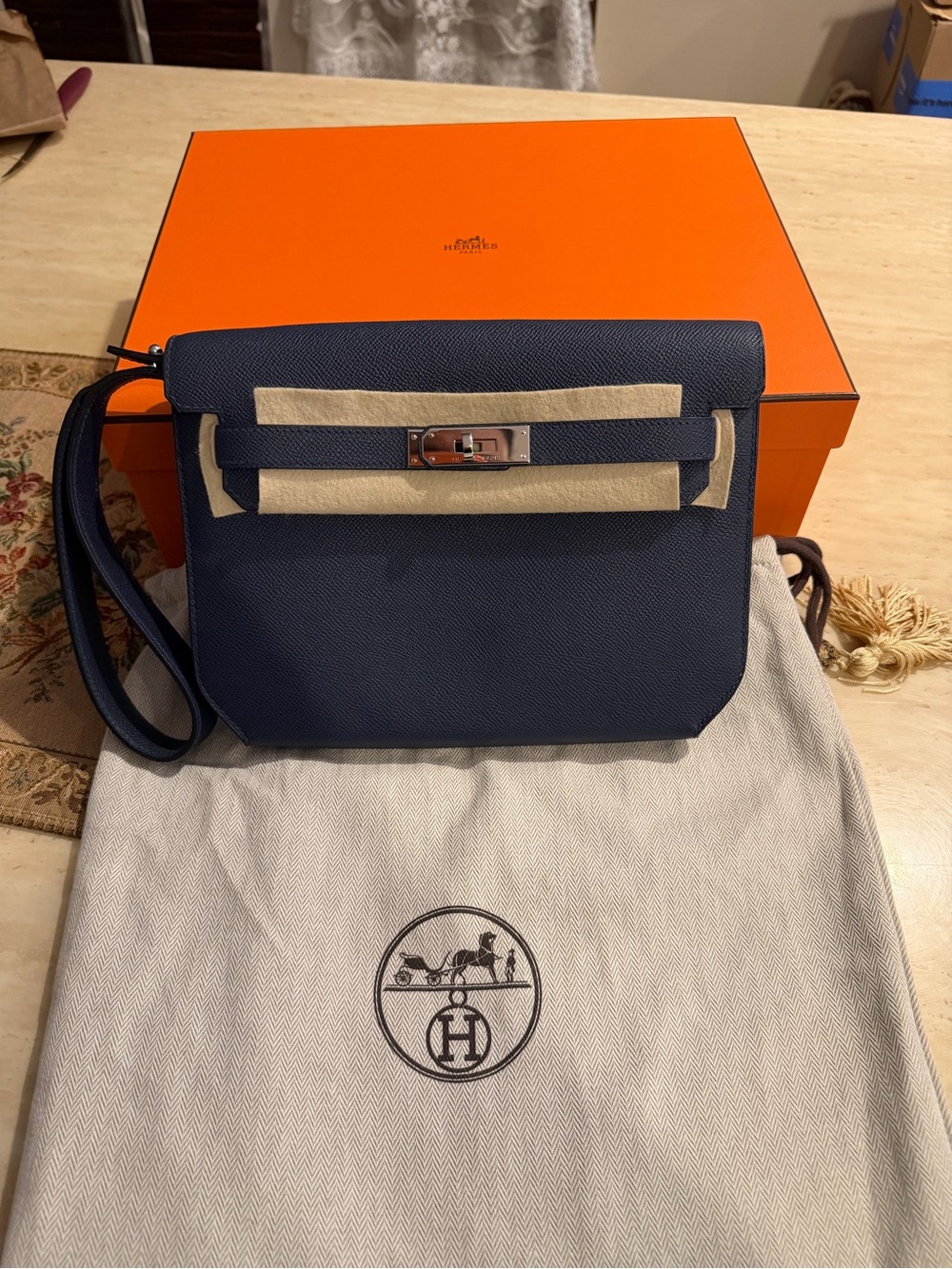 Hermes Navy Epsom Crossbody Kelly Danse